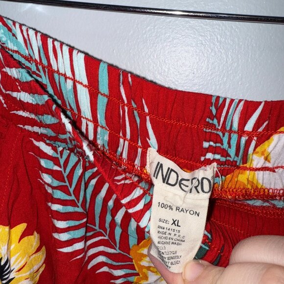 Womens Indero Red Floral Print Rayon Pull-On Pants XL - Picture 4 of 5